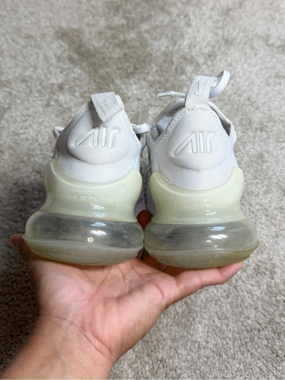 Nike Kids Youth Air Max 270 Trainers Sneaker Shoes in White 4Y